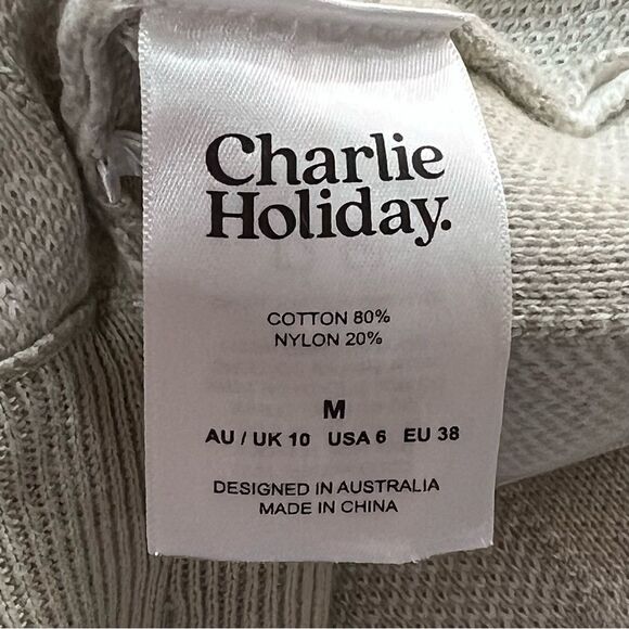 Charlie Holiday Grid Avalon Skirt tan and cream sweater skirt NWT - Picture 10 of 14